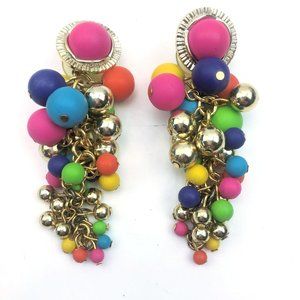 Colorful dangle cluster beads post earrings
